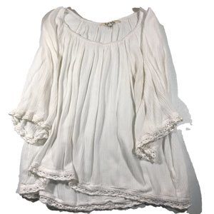 Black Rainn White Peasant Top  Ladies Size M